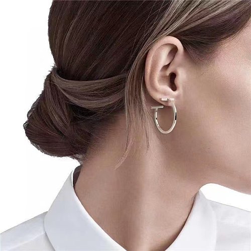 1 Pair Simple Style Solid Color Plating Stainless Steel 14K Gold Plated Earrings