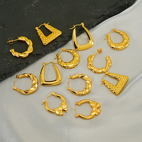 1 Paar elegante, runde, 18 Karat vergoldete Ohrringe aus Edelstahl mit Polierbeschichtung