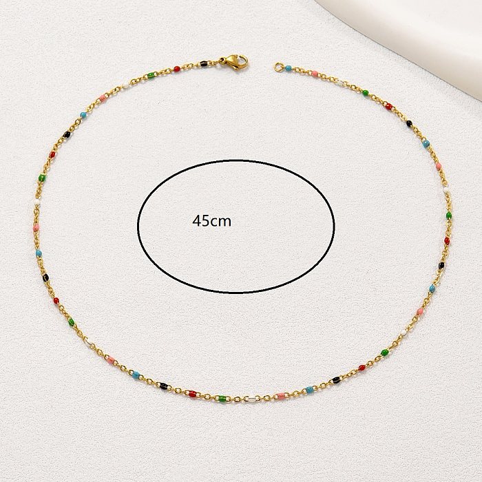 Casual Simple Style Colorful Stainless Steel  18K Gold Plated White Gold Plated Necklace In Bulk