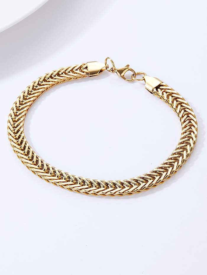 Pulseira de corrente de osso de ouro 18K de aço inoxidável com ornamento simples da moda