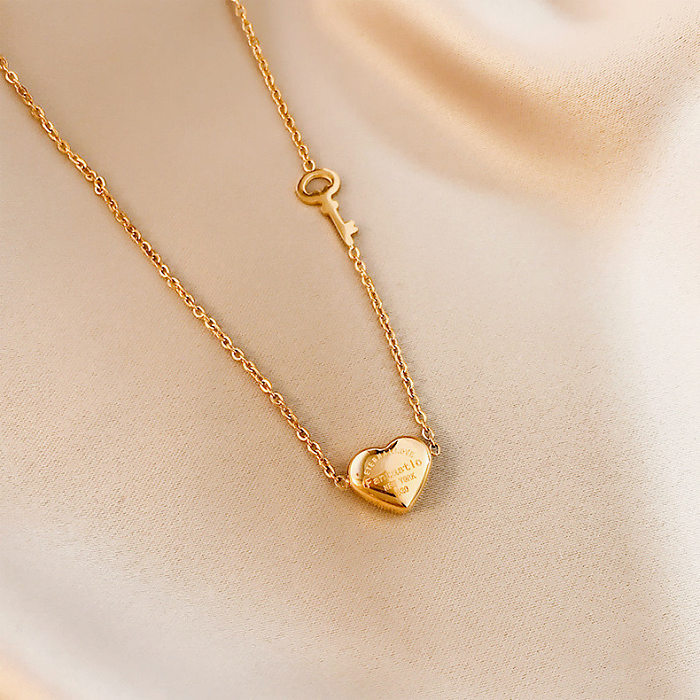 Fashion Heart Shape Stainless Steel Pendant Necklace 1 Piece