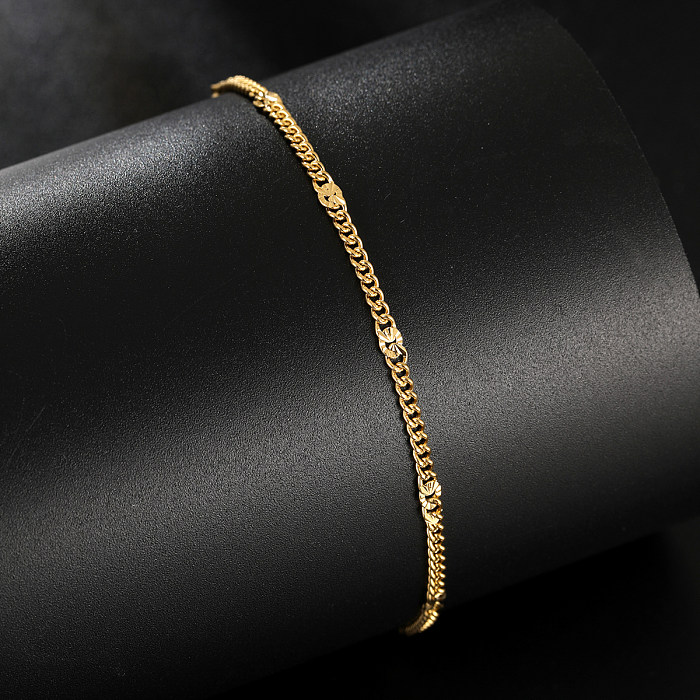 Casual Beach Simple Style Solid Color Stainless Steel Plating Chain 18K Gold Plated Bracelets