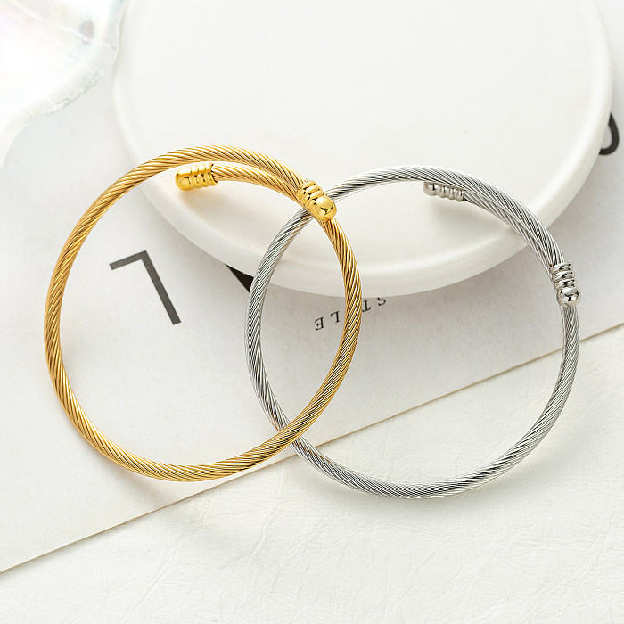 1 Piece Fashion Solid Color Stainless Steel Titanium Steel Plating Bangle