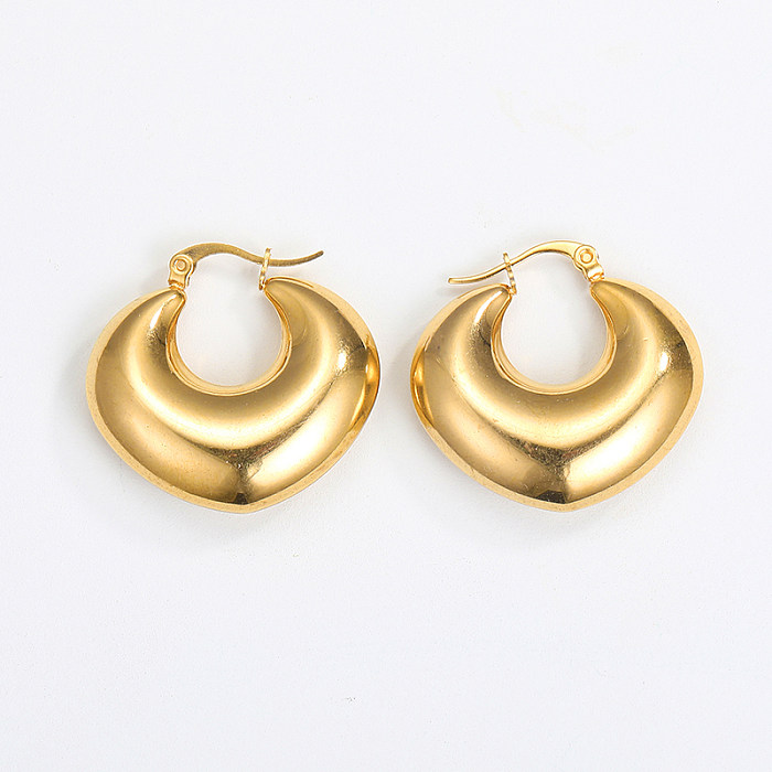 1 Paar vergoldete Ohrhänger aus Edelstahl im klassischen Stil mit halbkreisförmiger, viereckiger runder Beschichtung
