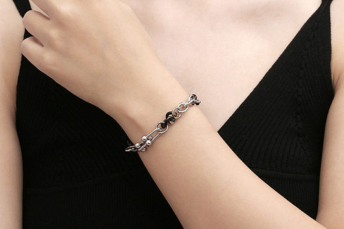 Bracelets géométriques en acier titane, Design Original, Streetwear, Style Cool