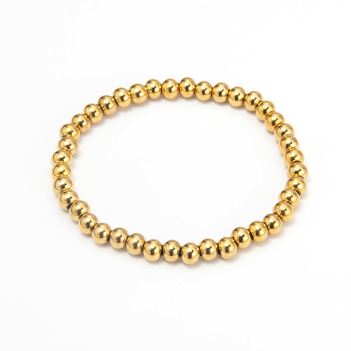 Bracelet de perles en acier inoxydable, cordon élastique en cuir empilé, Bracelet pour femmes