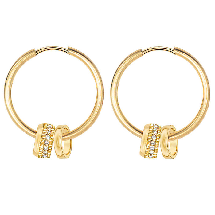 Fashion Stainless Steel Micro-inlaid Zircon Ear Buckles