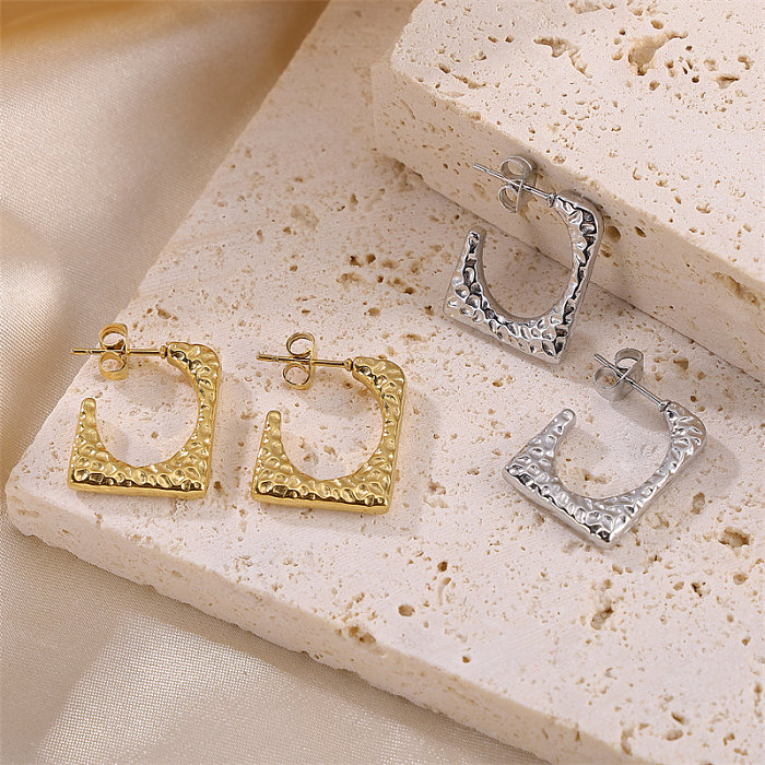 1 Pair Simple Style Square Plating Stainless Steel  18K Gold Plated Ear Studs