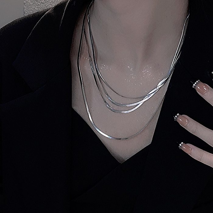 Hip-Hop U Shape Stainless Steel Layered Necklace 1 Piece