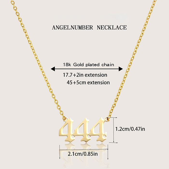 Collar chapado en oro de 18 quilates con revestimiento de acero inoxidable y número de estilo simple