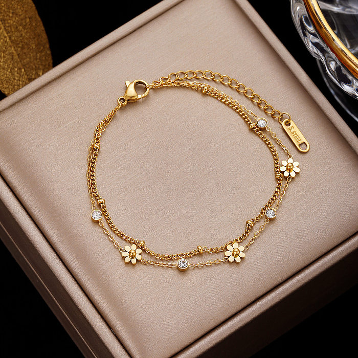 Schlichter Stil mit geometrischen Armbändern aus Edelstahl mit Intarsien und künstlichen Perlen