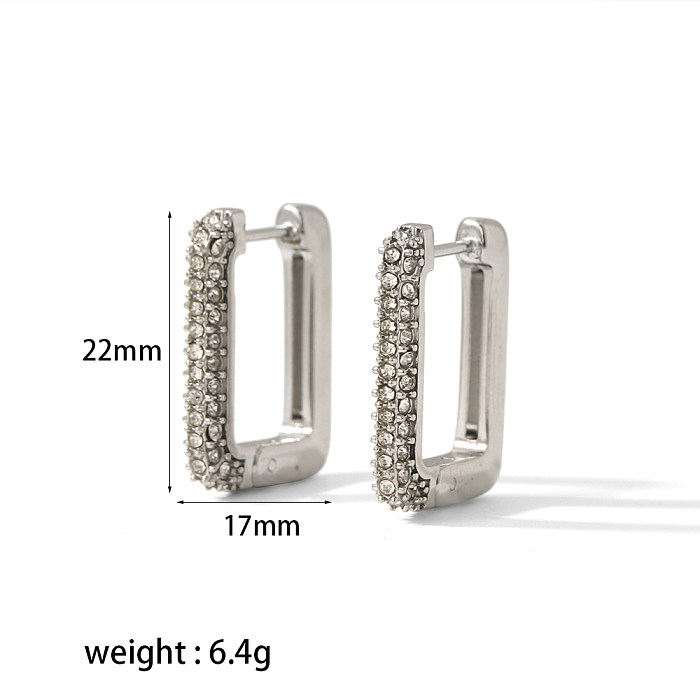 1 Pair Simple Style Square Polishing Plating Inlay Stainless Steel  18K Gold Plated Earrings