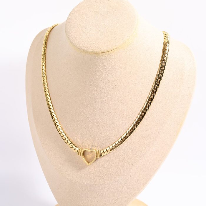 Retro Heart Shape Stainless Steel  Pendant Necklace Stainless Steel  Necklaces