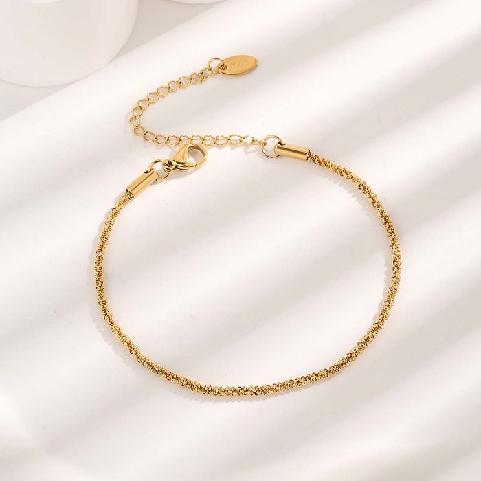 Elegant Simple Style Solid Color Titanium Steel Gold Plated Bracelets In Bulk