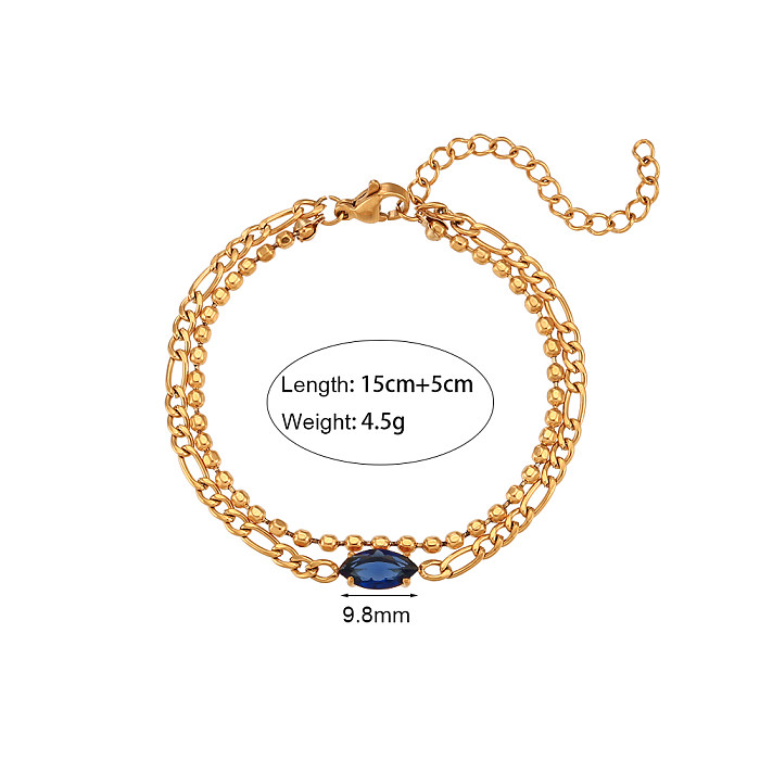 Estilo vintage estilo simples estilo clássico geométrico chapeamento de aço inoxidável incrustação zircão pulseiras banhadas a ouro 18K