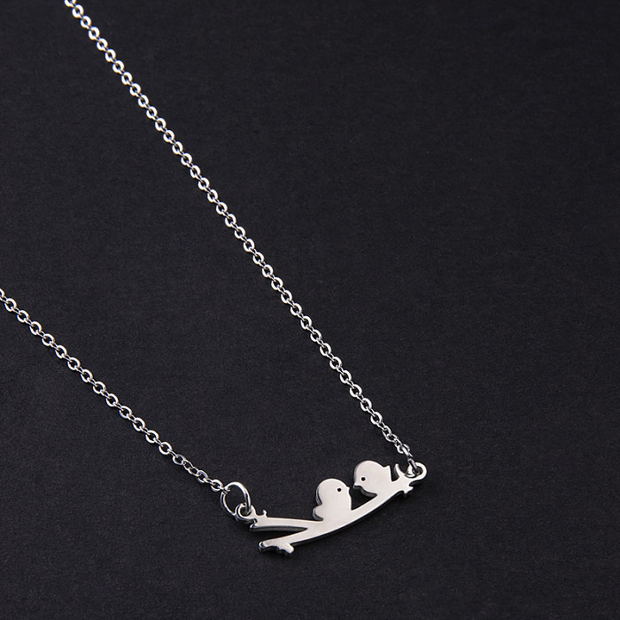 Simple Style Bird Stainless Steel  Pendant Necklace Irregular Stainless Steel  Necklaces 1 Piece