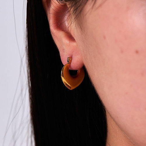 1 paire de boucles d'oreilles rétro en acier inoxydable plaqué or 18 carats, Style Simple et rétro