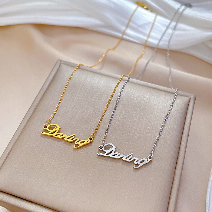 Vintage Style Classic Style Letter Stainless Steel Gold Plated Pendant Necklace