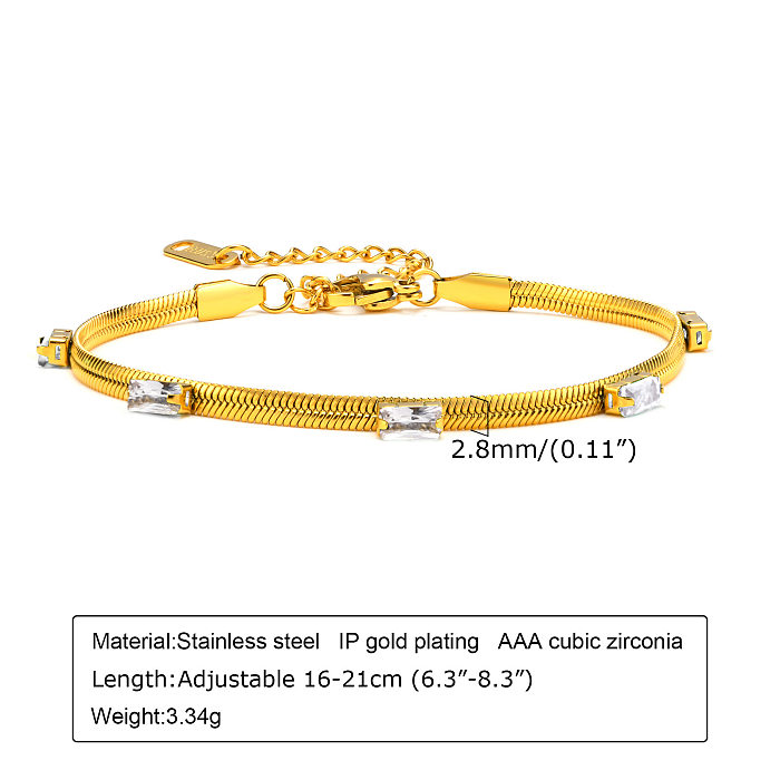 Simple Style Geometric Stainless Steel Bracelets Inlay Zircon Stainless Steel Rings