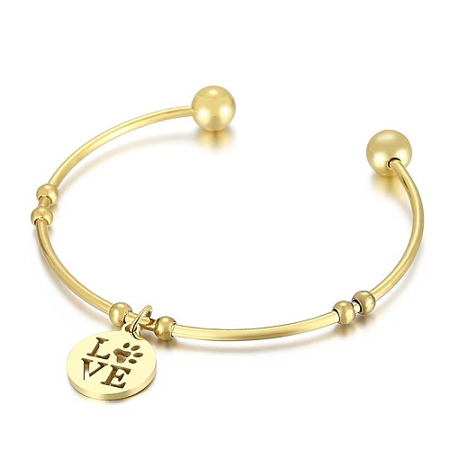 Jewelry Stainless Steel Novel Gold Open Heart-shaped Bracelet