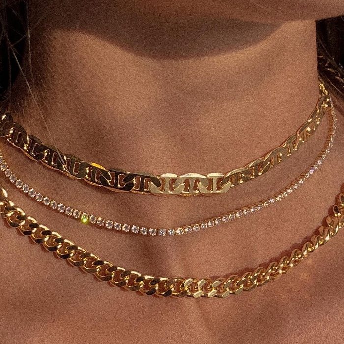Retro-Halskette aus einfarbigem Kupfer mit 18-Karat-Vergoldung