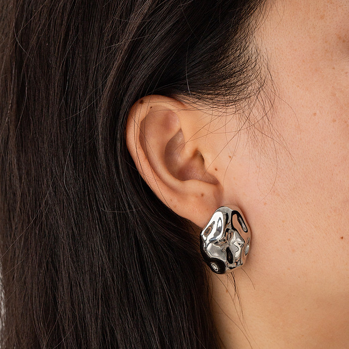 1 paire de boucles d'oreilles en acier inoxydable plaqué or 18 carats, Style Simple et décontracté, placage irrégulier