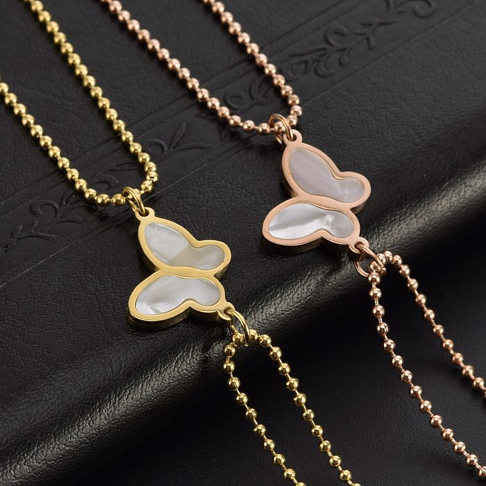 Elegant Butterfly Titanium Steel Inlay Shell Bracelets