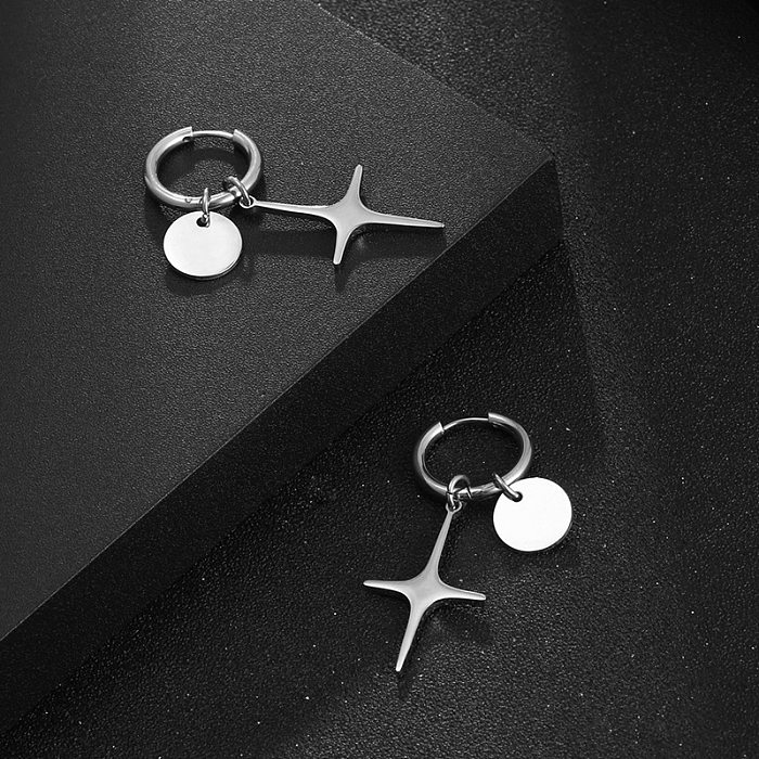 1 Piece Modern Style Star Asymmetrical Polishing Stainless Steel Earrings