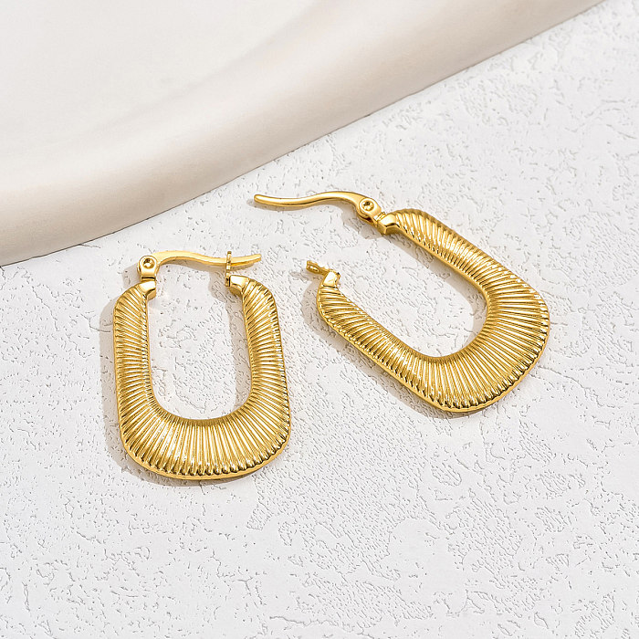 1 Pair Basic Modern Style U Shape Plating Stainless Steel  18K Gold Plated Hoop Earrings