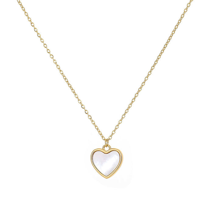 Collier pendentif en forme de coeur en acier inoxydable, Style Simple, vente en gros