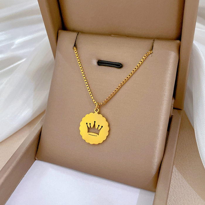 Simple Style Crown Stainless Steel Pendant Necklace 1 Piece