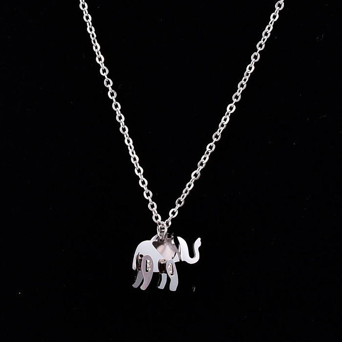 jewelry Fashion Auspicious Baby Elephant Stitching Stainless Steel Necklace Wholesale Jewelry