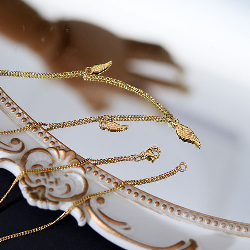 Fashion Wings Stainless Steel Gold Plated Necklace