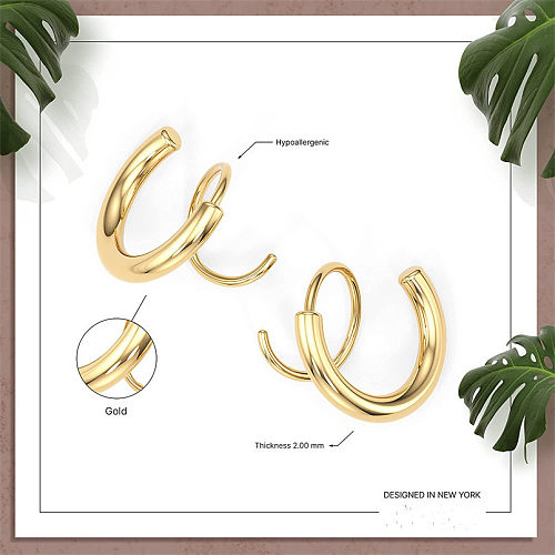 Wholesale 1 Pair Simple Style The Answer Stainless Steel  18K Gold Plated Earrings