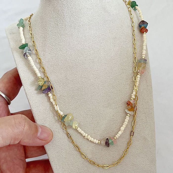 Süße einfarbige Naturstein-Halskette aus Edelstahl in großen Mengen