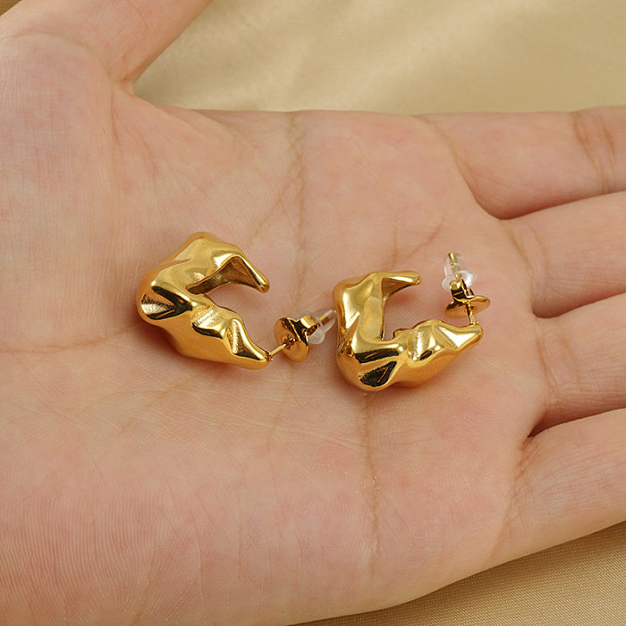 Boucles d'oreilles géométriques en acier inoxydable, Style Simple, plaqué, 1 paire