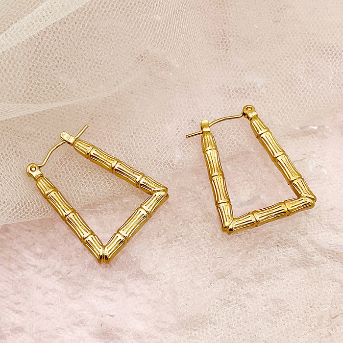 1 Pair Novelty Simple Style Rectangle Plating Stainless Steel  Gold Plated Hoop Earrings