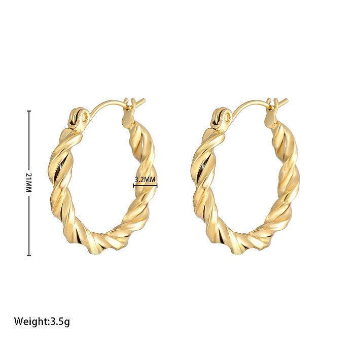 1 Pair Vintage Style Twist Plating Stainless Steel  White Gold Plated Gold Plated Earrings
