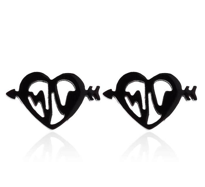Simple Style Heart Shape Spider Stainless Steel  Plating Hollow Out Ear Studs 1 Pair