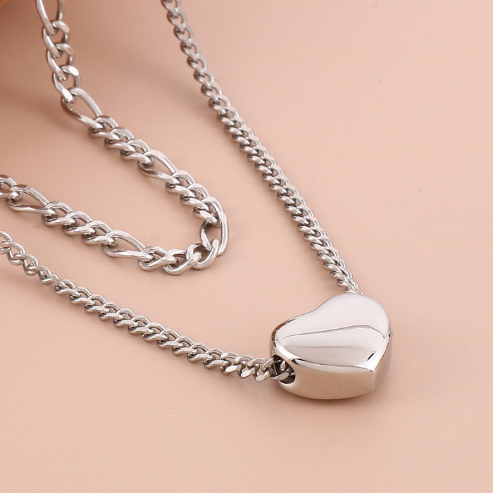 Sweet Heart Shape Stainless Steel Chain Necklace