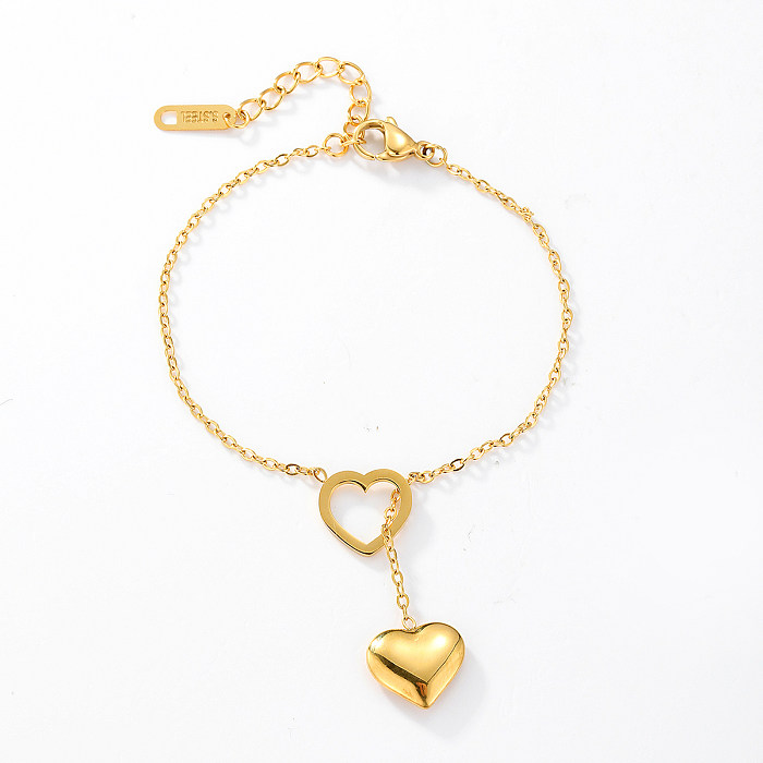 1 pièce de bracelets plaqués en acier inoxydable en forme de cœur à la mode