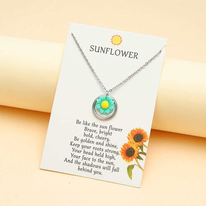 Fashion Sunflower Stainless Steel  Polishing Pendant Necklace 1 Piece