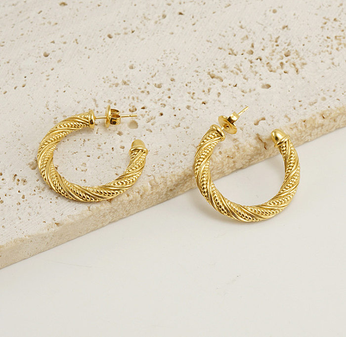1 Pair Elegant Classic Style C Shape Stainless Steel Plating 18K Gold Plated Earrings