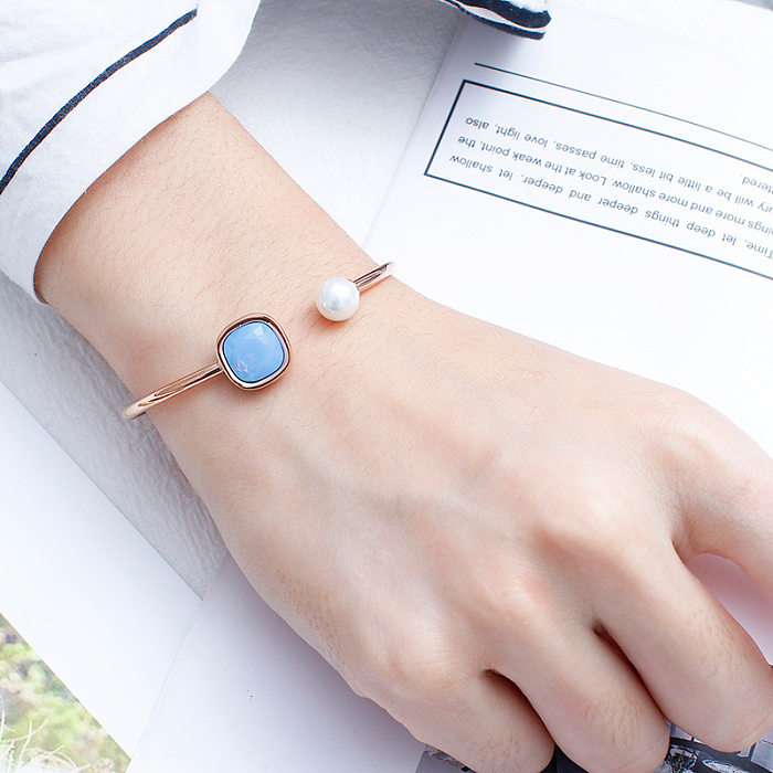 Kalen Neue kreative Verzierung Perle blau Zirkon offene Armband Freundin Freundin Geschenke Großhandel
