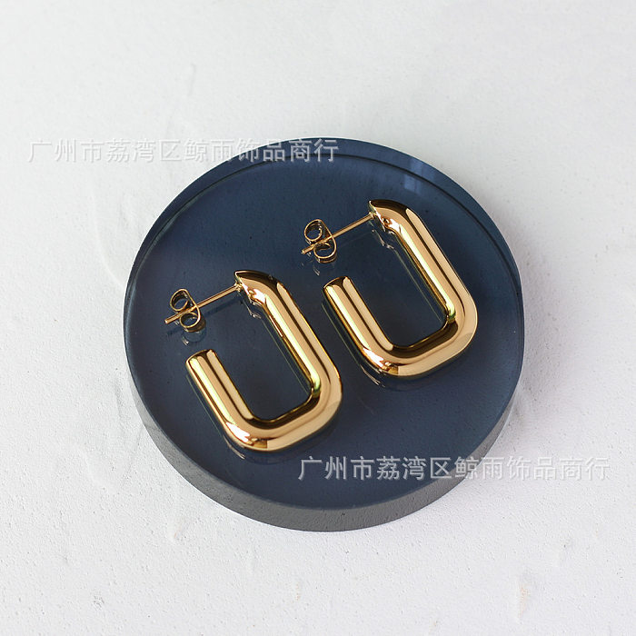 Stainless Steel U-shaped Square Ring Simple Earrings Wholesale Jewelry jewelry