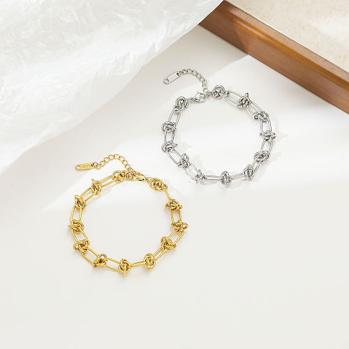 Bracelets à nœuds en acier inoxydable, style Simple et décontracté, couleur unie, vente en gros