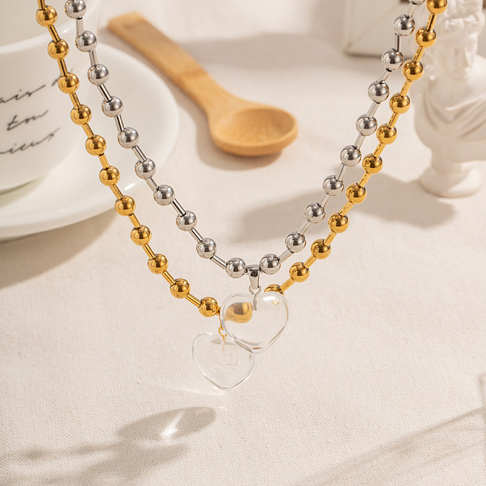 Herzförmige Halskette im IG-Stil mit Edelstahlbeschichtung und 18-Karat-Vergoldung