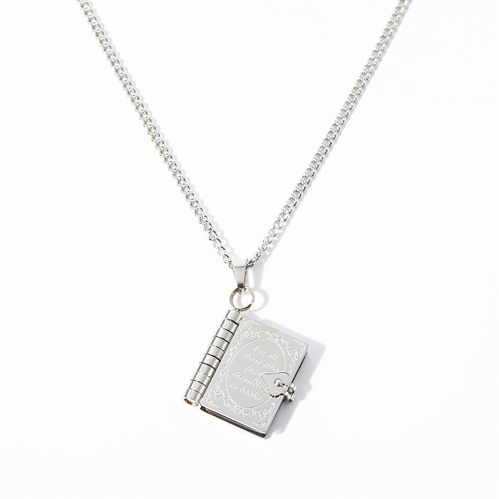 Casual Simple Style Streetwear Book Geometric Stainless Steel Plating 18K Gold Plated Pendant Necklace