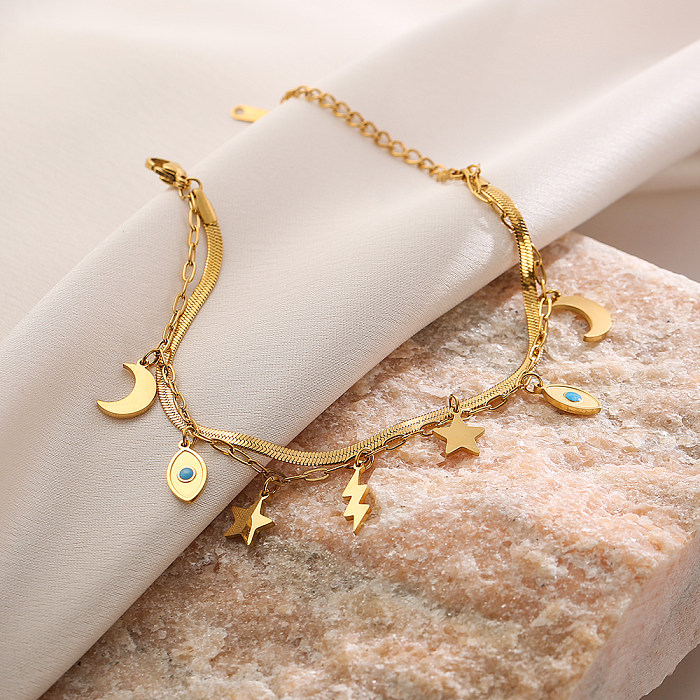Großhandel Armbänder im einfachen Stil mit Blatt-Titanstahl und 18-karätigem Gold