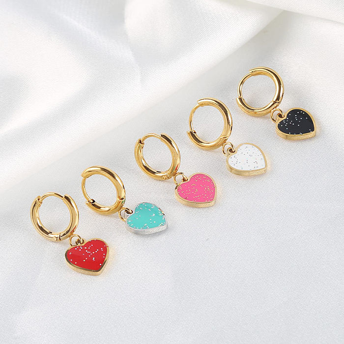 1 Piece Fashion Heart Shape Stainless Steel  Plating Earrings